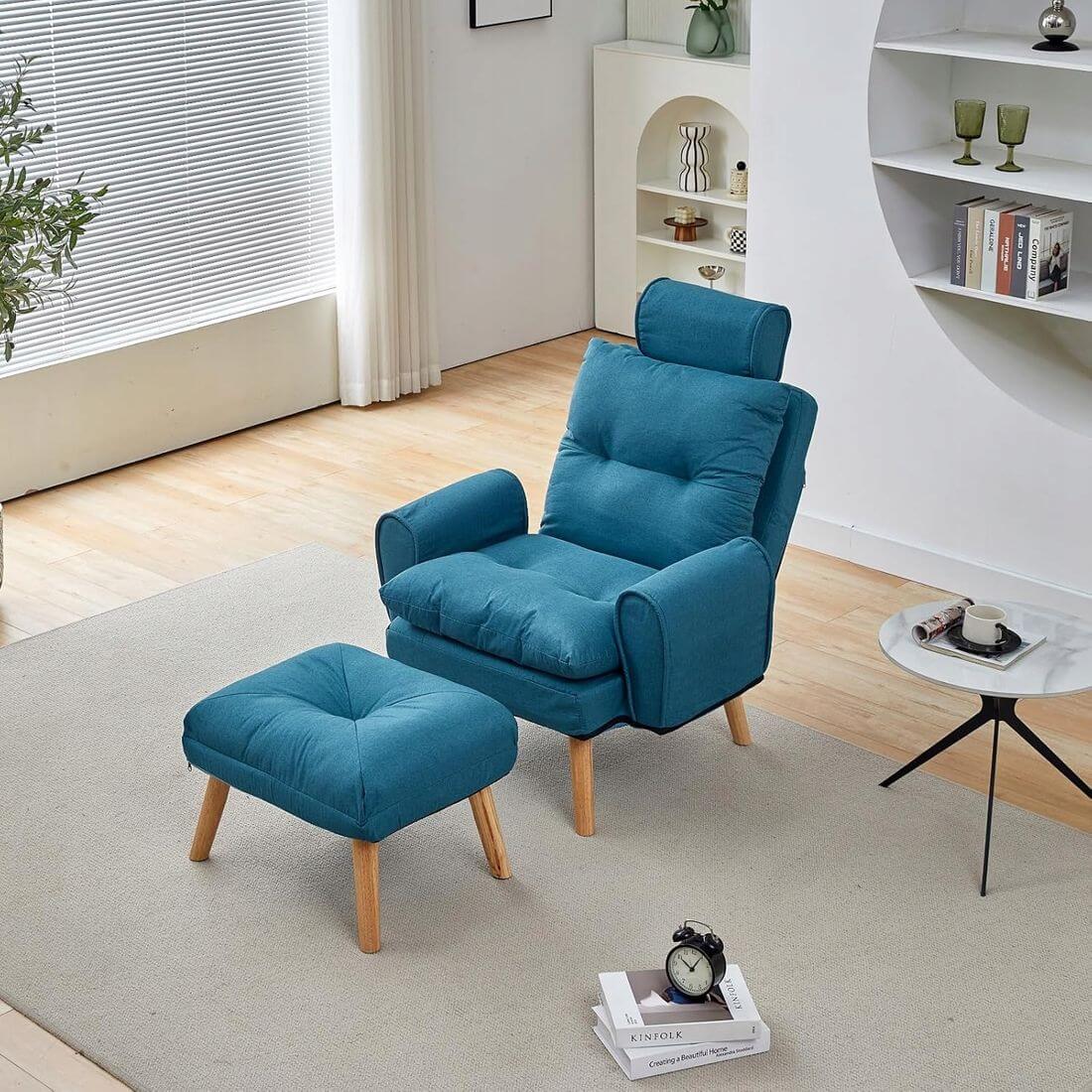 Fotoliu cu spătar reglabil și suport pentru picioare